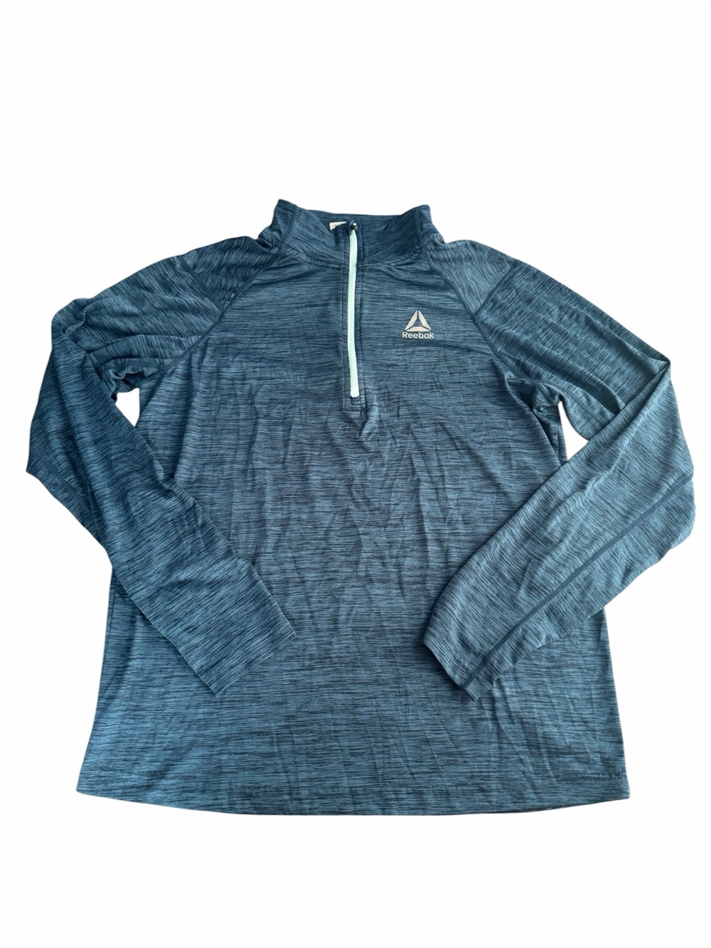 Reebok Women's Space Dye Blue 1/4 Zip Long Sleeve Pullover Activewear Top Size M